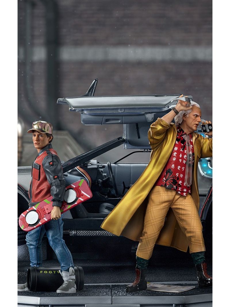 Retour vers le Futur II (Back to the Future II) Statue 1/10 Art Scale Full  Set Deluxe DeLorean, Marty & Doc 58cm