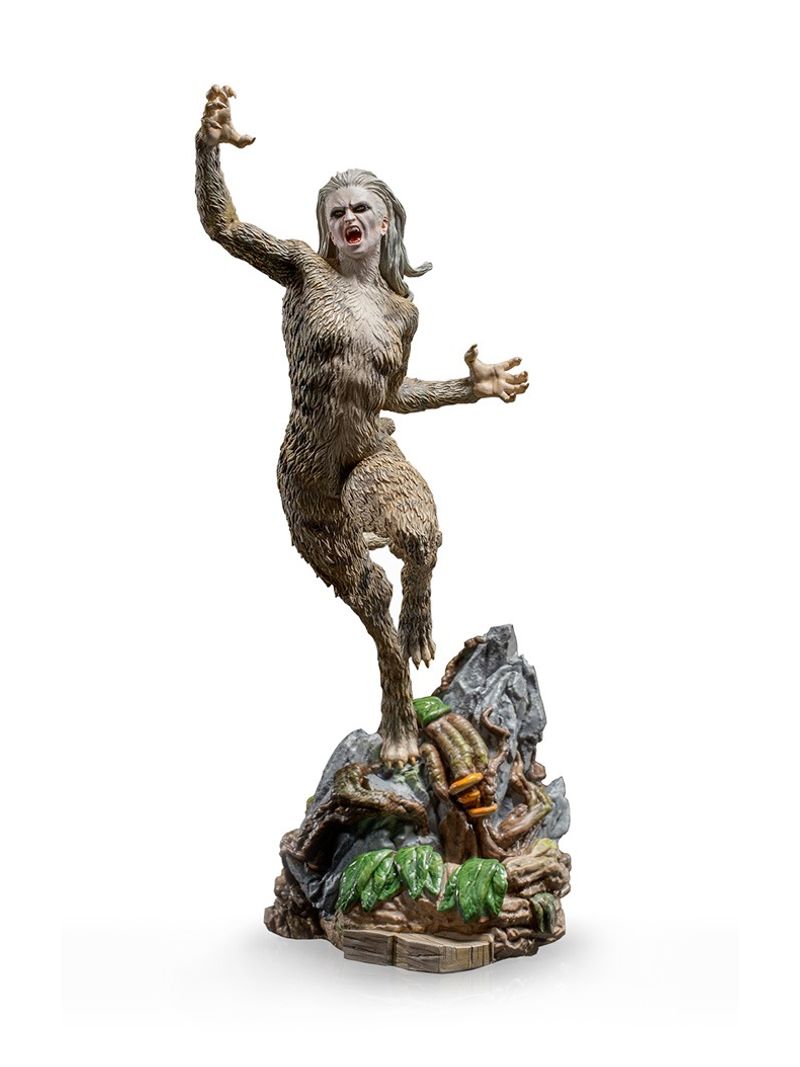 Cheetah sitting on a rock growling bronze statue - Size: 18L x 12