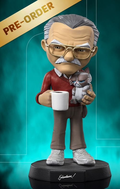 Pre-Order - Statue Stan Lee with Grumpy Cat - Pow - MiniCo - Iron Studios