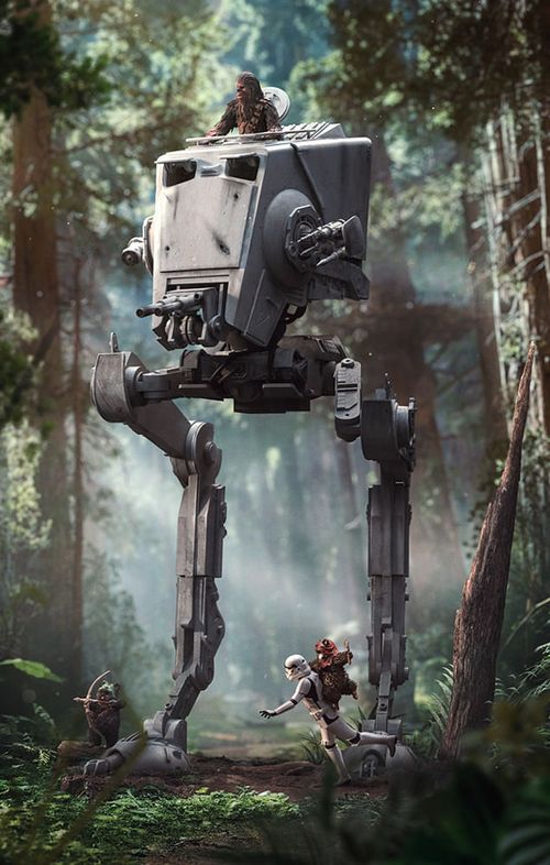 Statue AT-ST and Chewbacca - Star Wars - Demi Art Scale 1/20 - Iron Studios